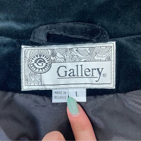 Vintage 70s Black Faux Velvet Oversized Large Peacoat Style Winter Jacket Coat - Picture 8 of 11